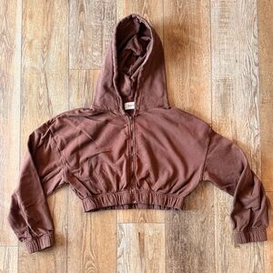 TALENTLESS Warm Brown Cropped Hoodie